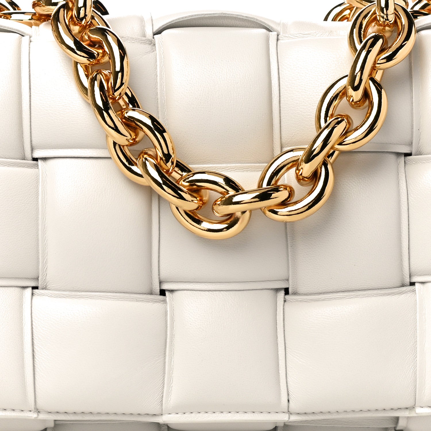 Bottega Veneta Lambskin Maxi Intreccio Padded Chain Cassette Crossbody Bag White 7 of 9