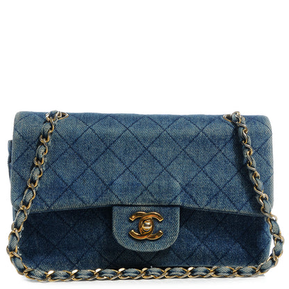 Chanel Quilted Denim Double Small Flap Blue 1 of 8