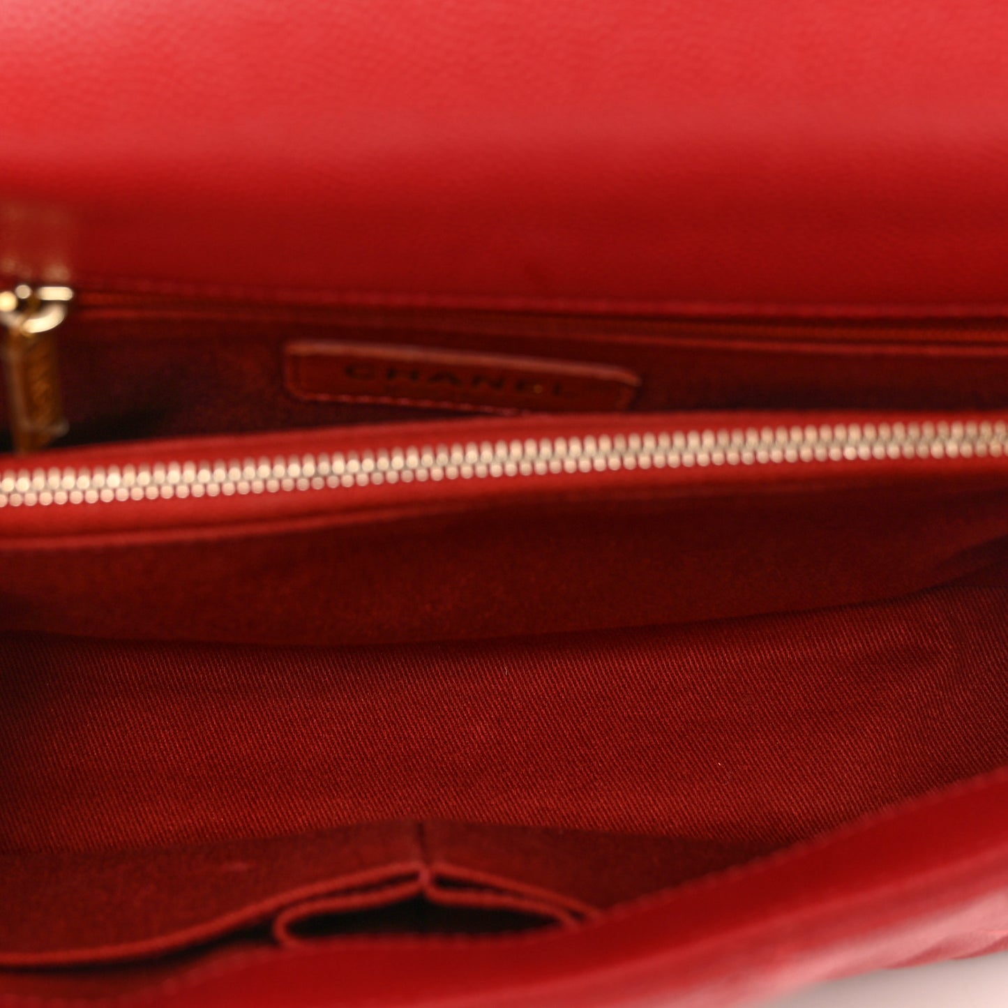 Caviar Quilted Small Coco Handle Flap Red