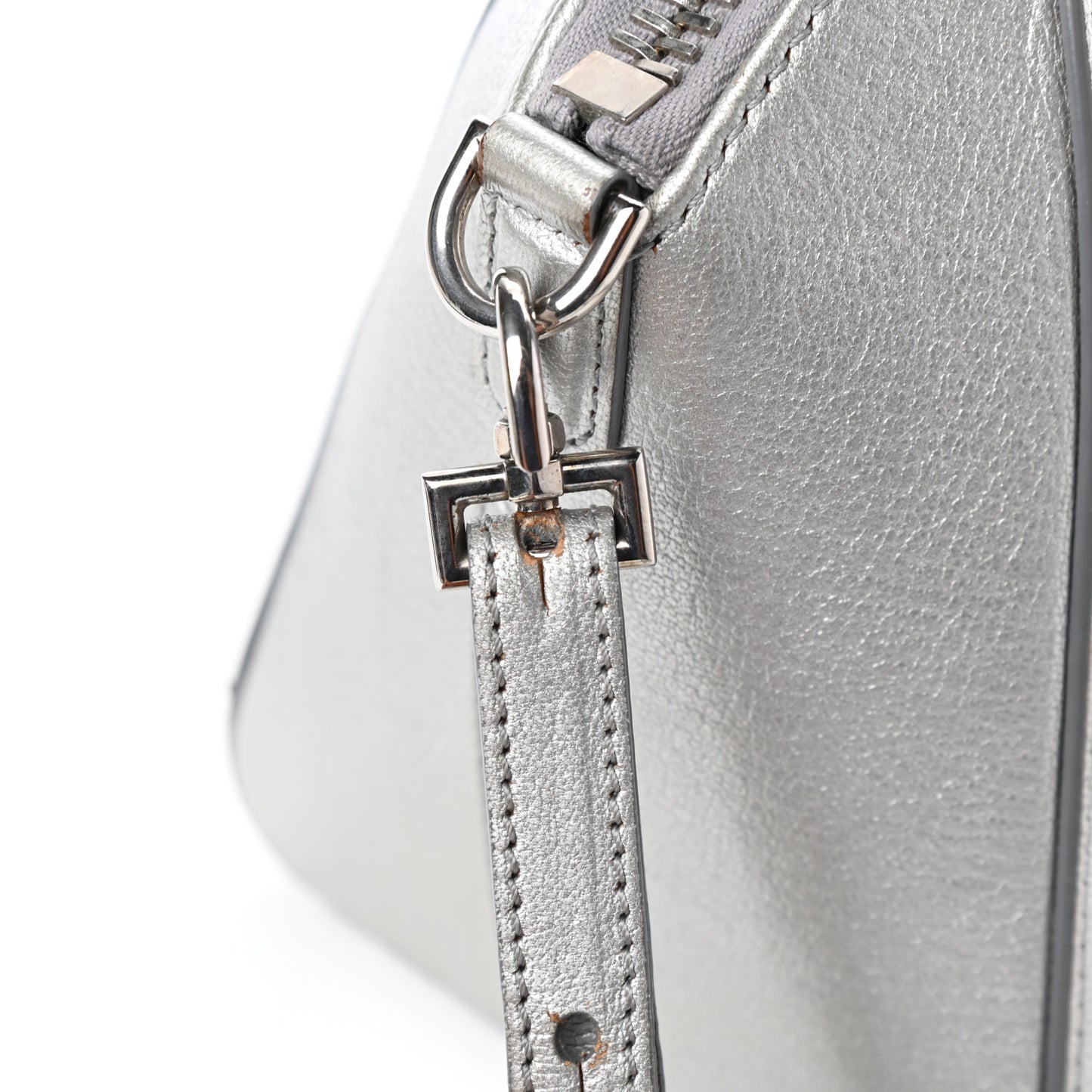 Metallic Sugar Goatskin Mini Antigona Silver