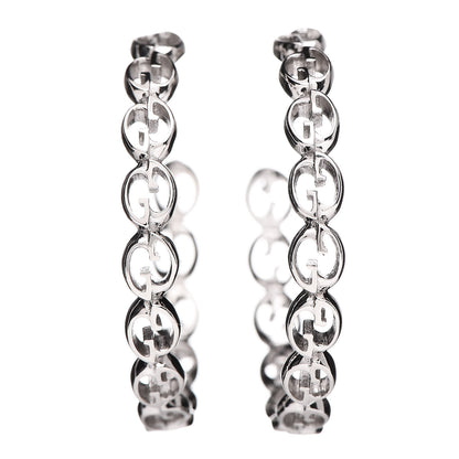 Gucci 18K White Gold Interlocking GG Hoop Earrings 1 of 3