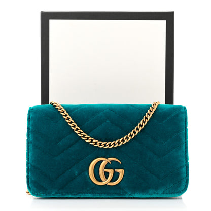 Gucci Velvet Matelasse GG Marmont Mini Bag Pavone Cyan 11 of 11