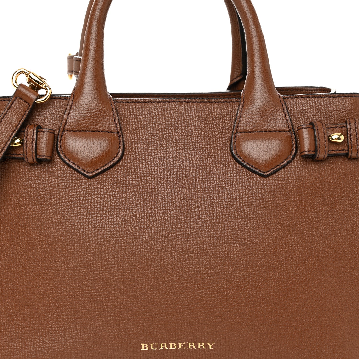 Burberry Derby Calfskin House Check Small Banner Tote Tan 8 of 11