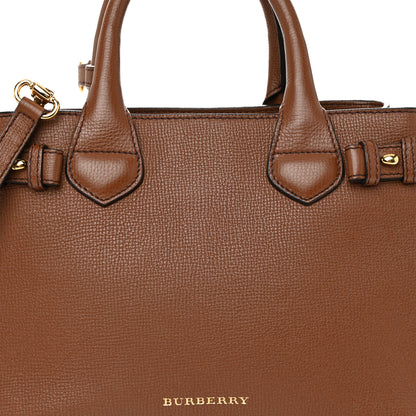 Burberry Derby Calfskin House Check Small Banner Tote Tan 8 of 11