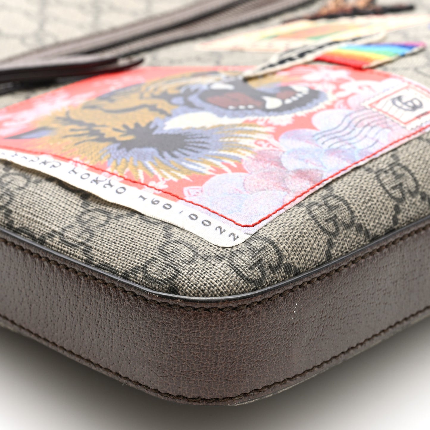Soft GG Supreme Monogram Courier Web Medium Flat Messenger Bag Beige New Acero Multicolor