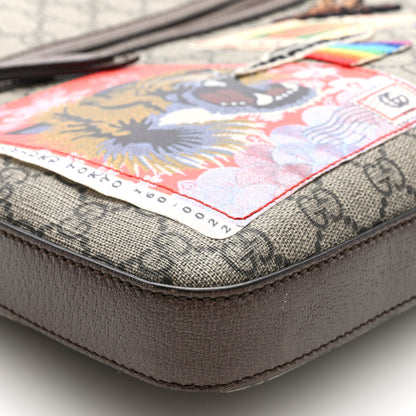 Gucci Soft GG Supreme Monogram Courier Web Medium Flat Messenger Bag Beige New Acero Multicolor 9 of 10