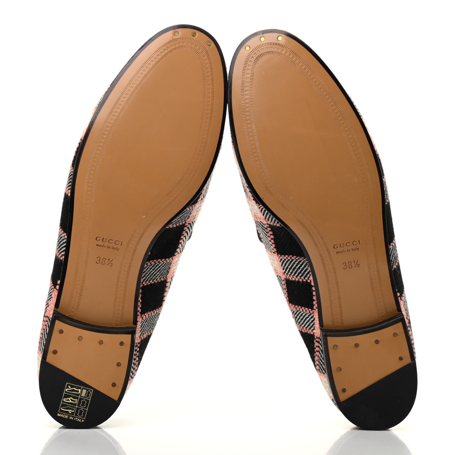 Gucci Tweed Check Horsebit Womens Jordaan Loafers 38.5 Black Pink Multicolor 5 of 8