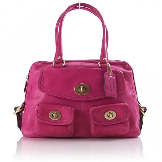 FASHIONPHILE COACHLeatherPEYTONLargeFuchsia12791 1 of 8