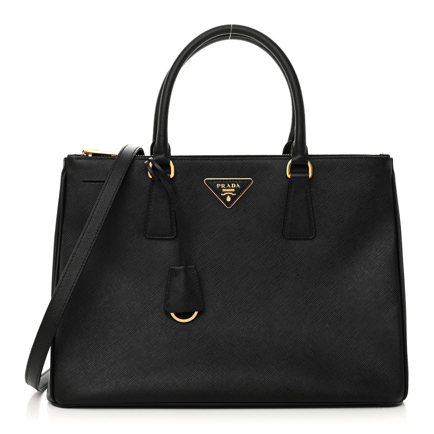 Saffiano Lux Large Galleria Double Zip Tote Black