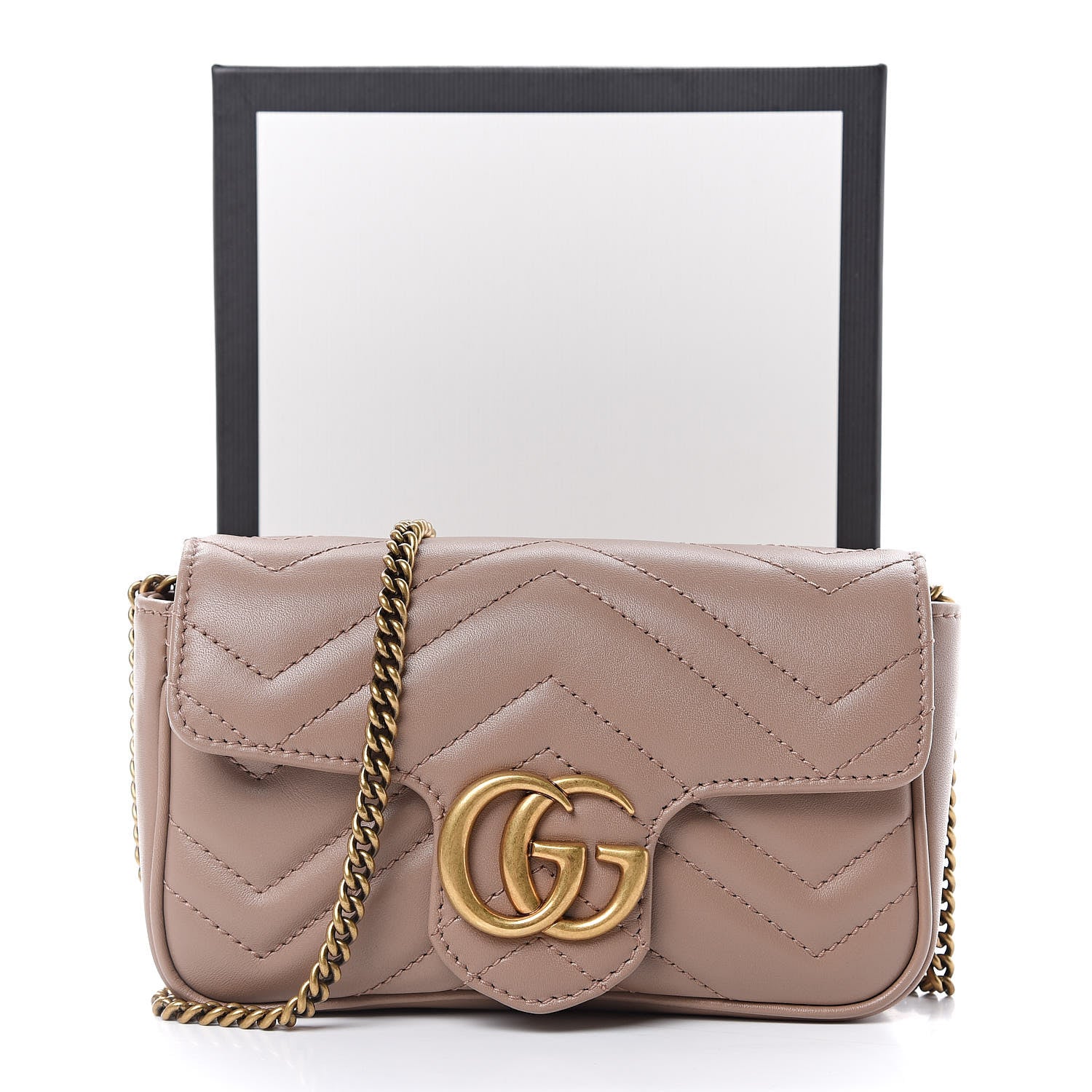 Gucci Calfskin Matelasse Super Mini GG Marmont Shoulder Bag Porcelain Rose 11 of 11