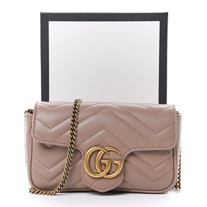 Gucci Calfskin Matelasse Super Mini GG Marmont Shoulder Bag Porcelain Rose 11 of 11