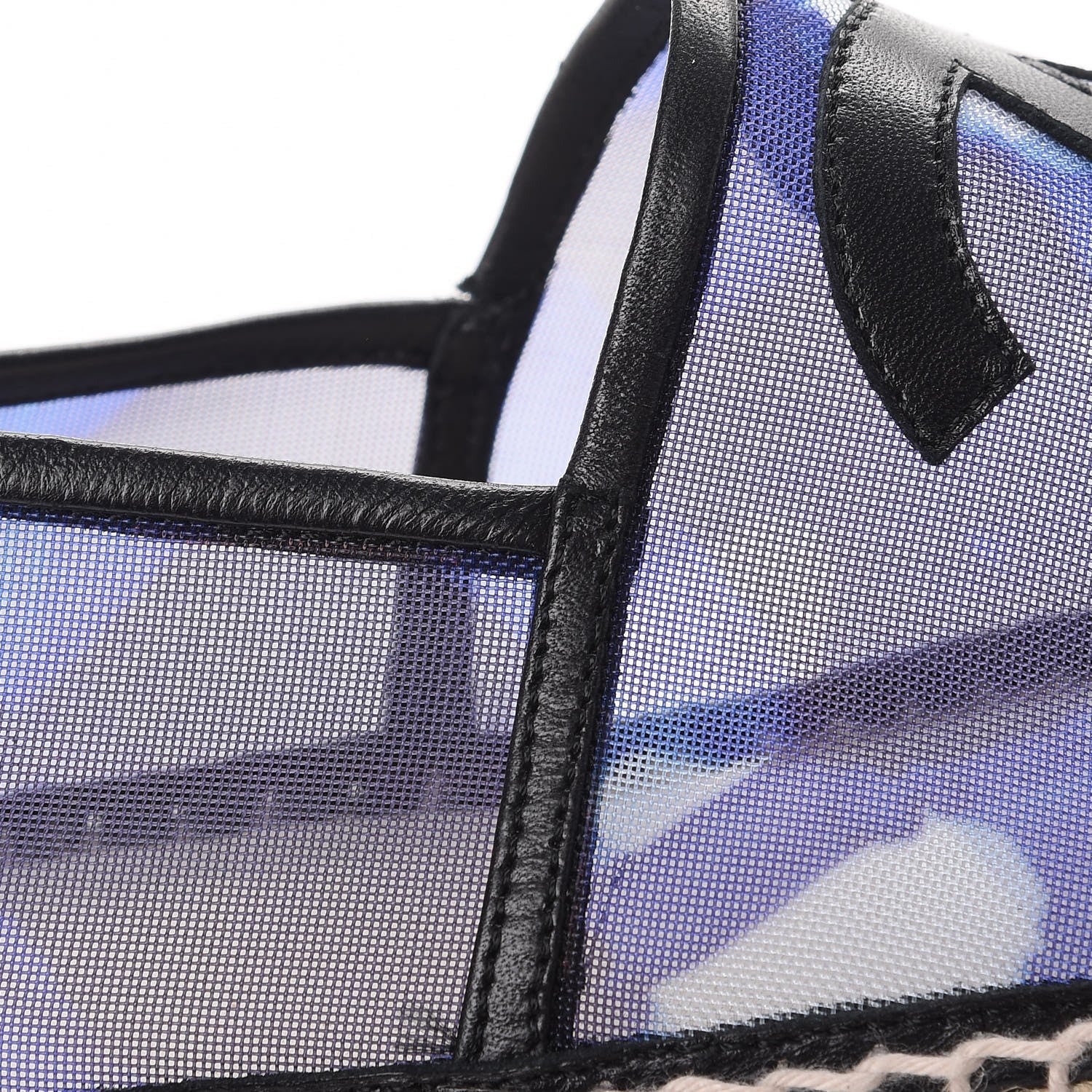 Chanel Mesh Lambskin Check Print CC Espadrilles 42 Blue Black White 12 of 21