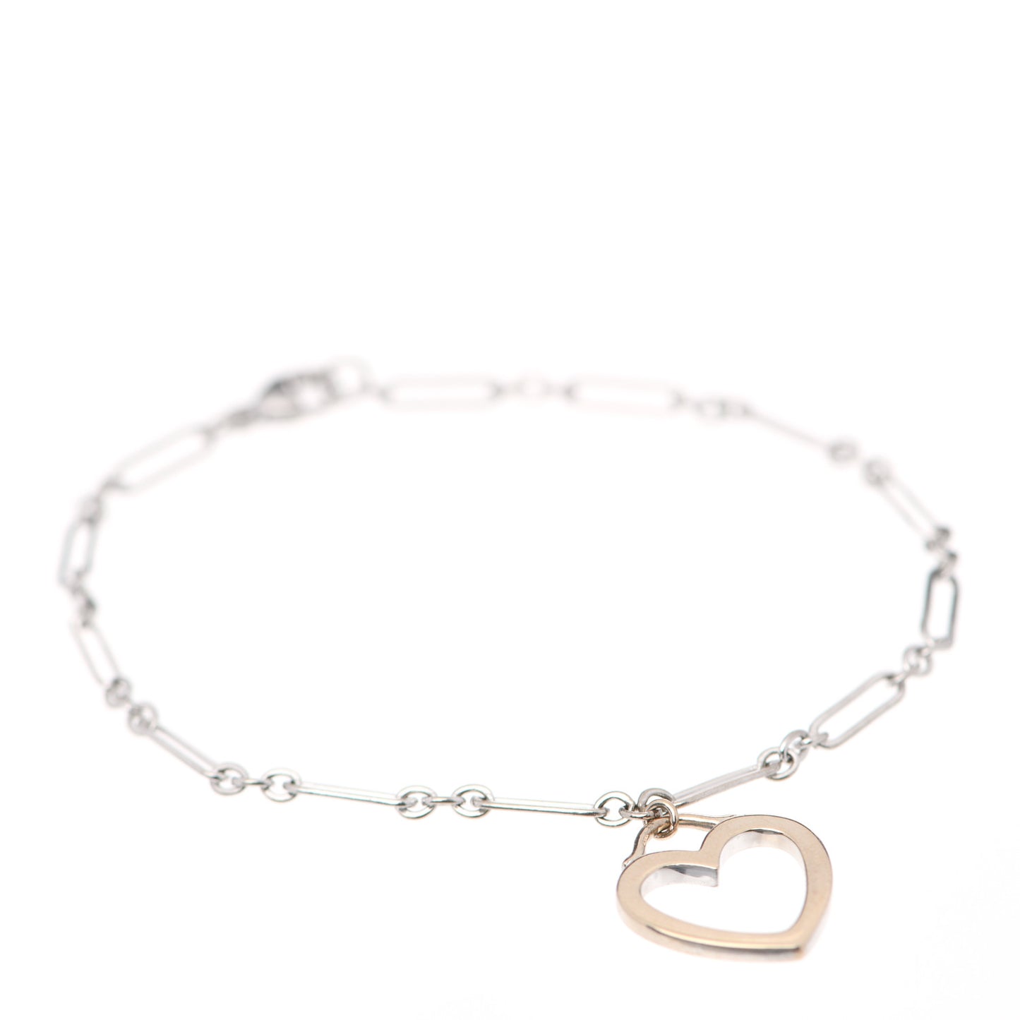 18K White Gold Heart Charm Bracelet