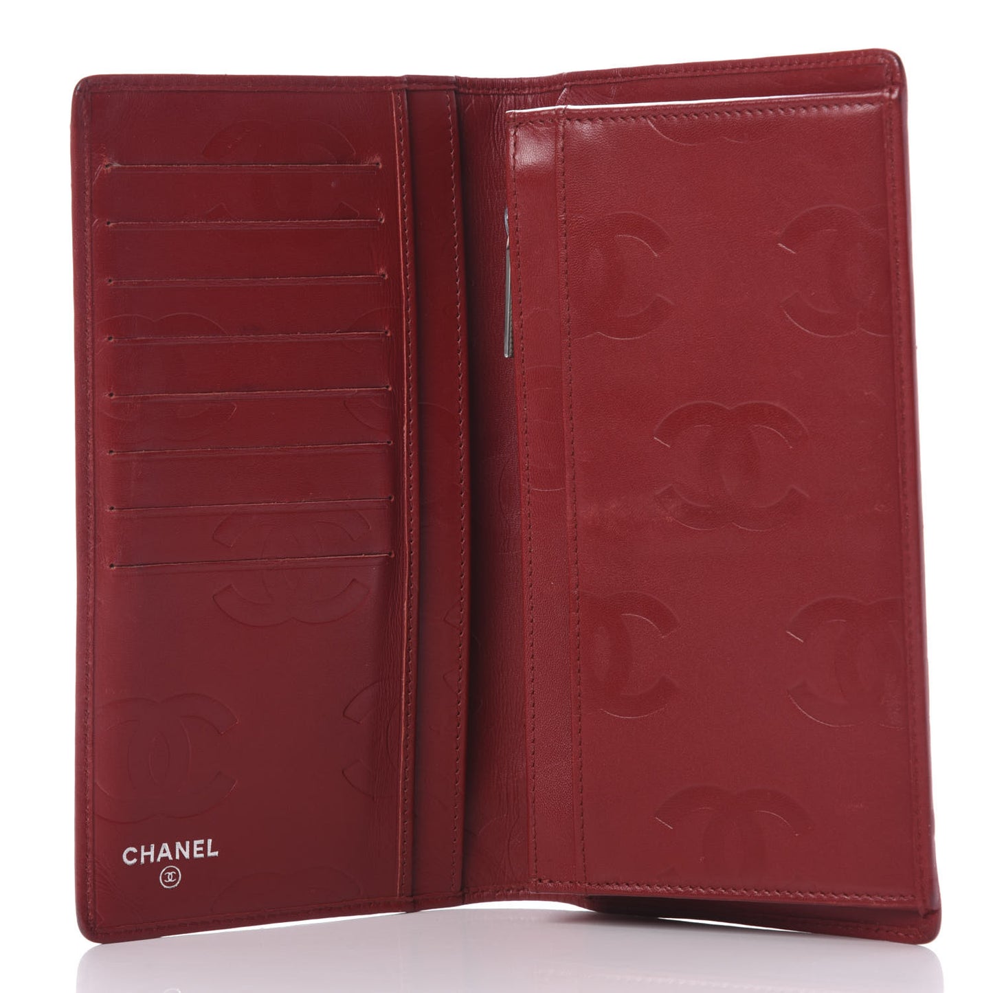 Calfskin Quilted Cambon Yen Wallet Red