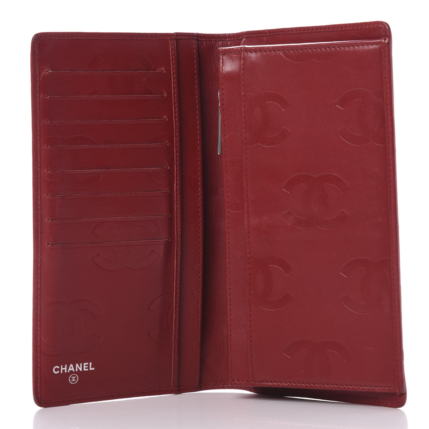 Chanel Calfskin Quilted Cambon Yen Wallet Red 5 of 12