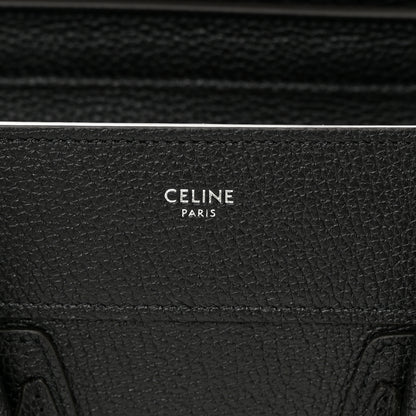 Celine Drummed Calfskin Micro Luggage Black 6 of 13
