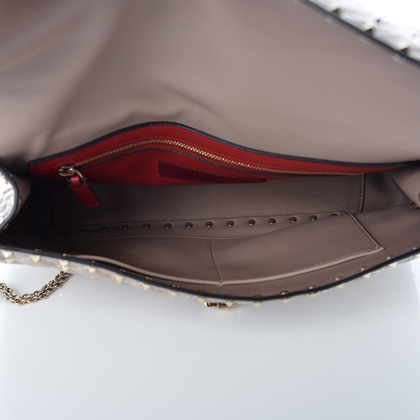 Nappa Large Rockstud Spike Shoulder Bag Poudre