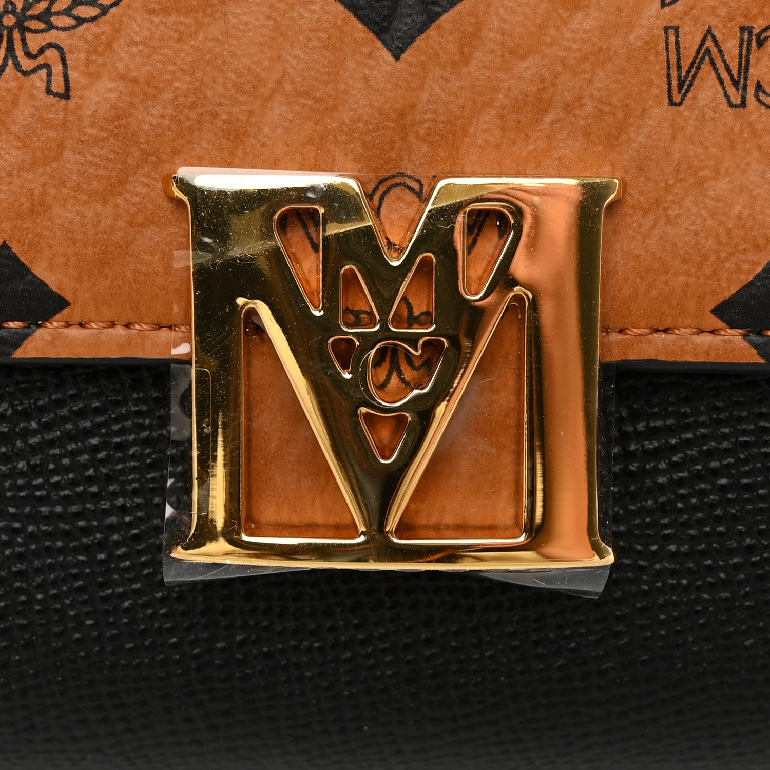MCM Visetos Calfskin Large Mena Crossbody Wallet On Chain Cognac Black 10 of 11