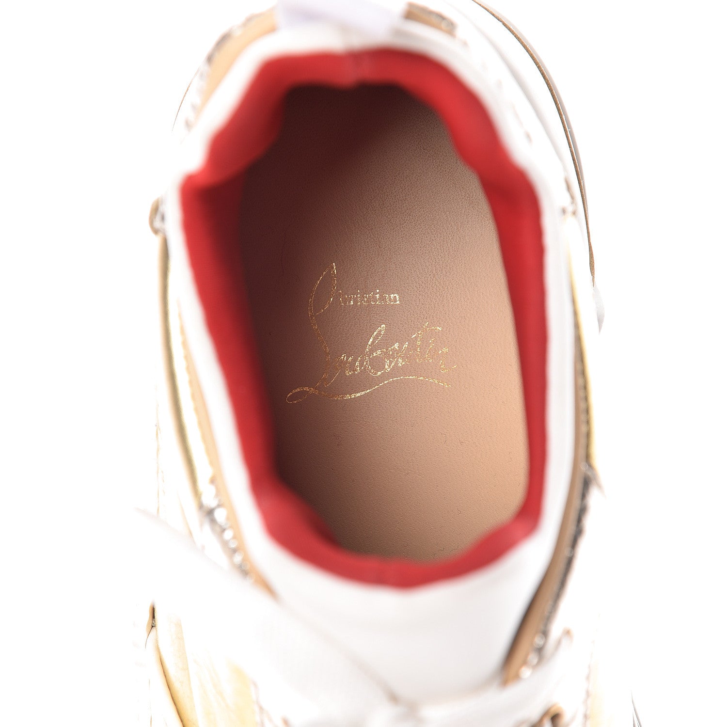 Christian Louboutin Metallic Calfskin Womens Aurelien Flat Sneakers 38 Gold White 7 of 13