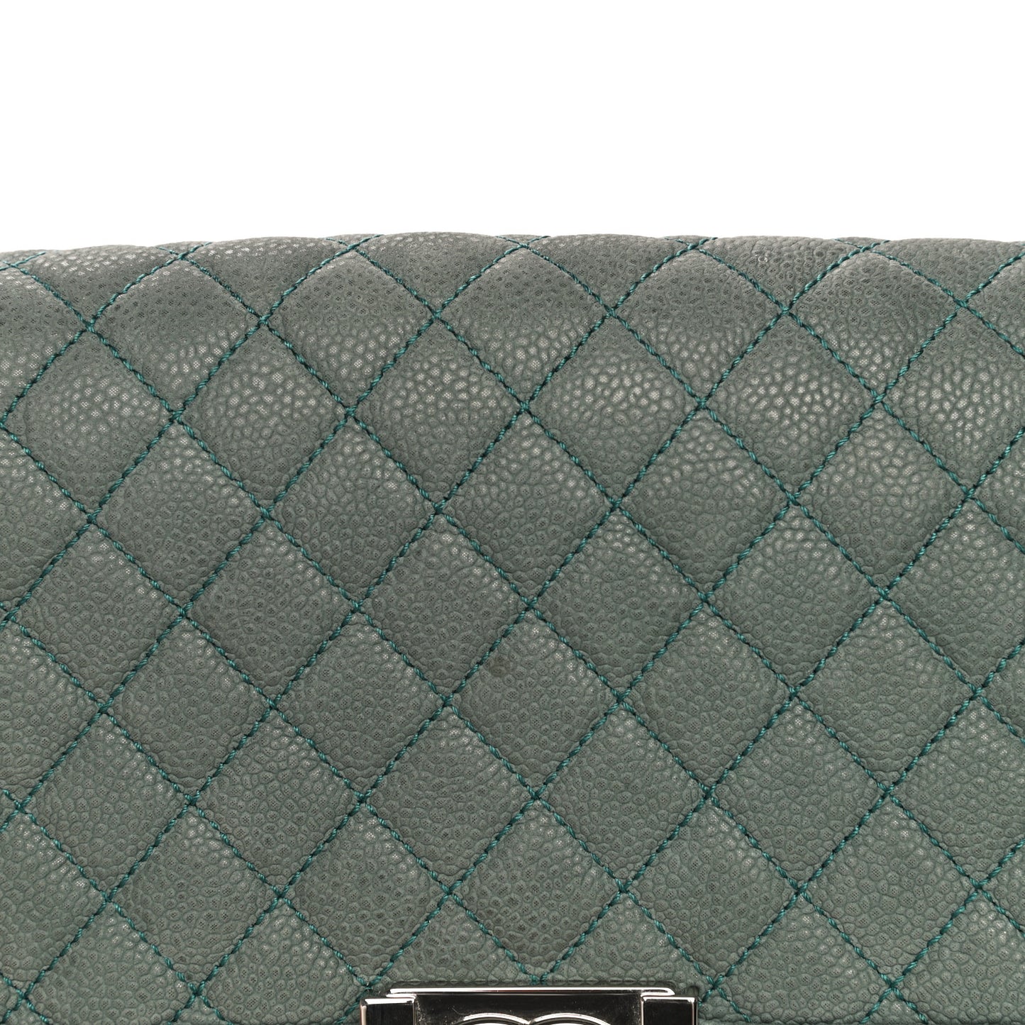 Iridescent Caviar Quilted Medium Boy Flap Green