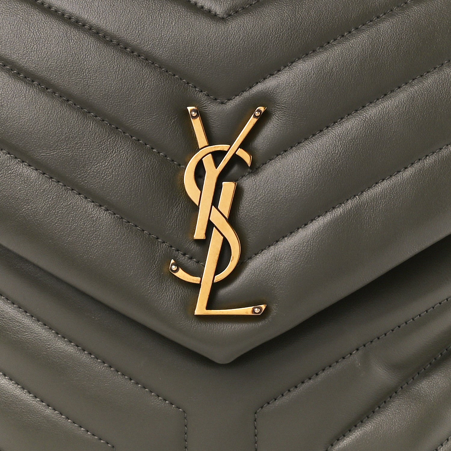 Saint Laurent Calfskin Y Quilted Monogram Medium Loulou Chain Satchel Military Olive 9 of 11