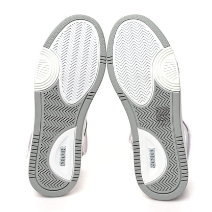 Christian Dior Smooth Calfskin Oblique Galaxy Perforated Mens B27 Mid Top Sneakers 41 White Grey 5 of 9