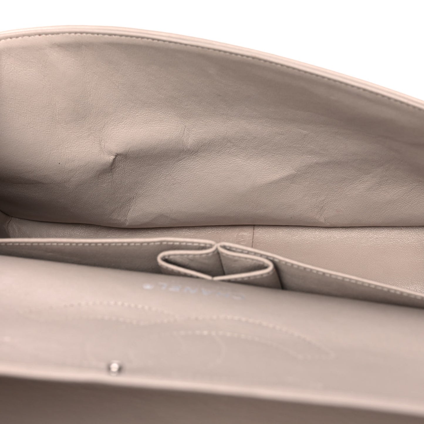 Lambskin Quilted Jumbo Double Flap Ivory