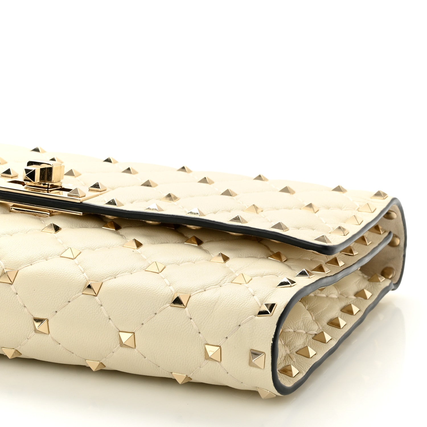 Valentino Garavani Nappa Rockstud Spike Wallet on Chain Light Ivory 9 of 10