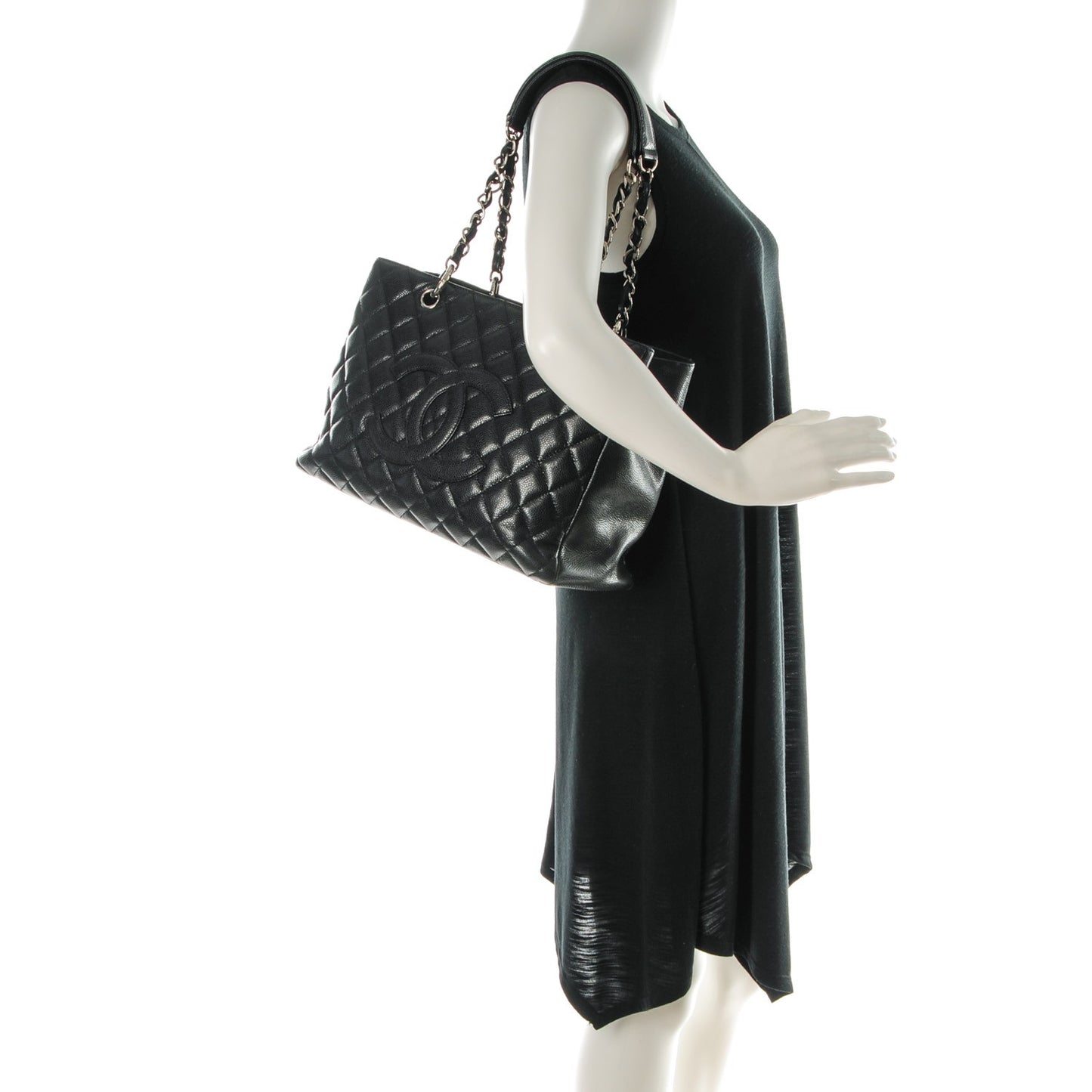 Caviar Quilted Grand Shopping Tote GST Black