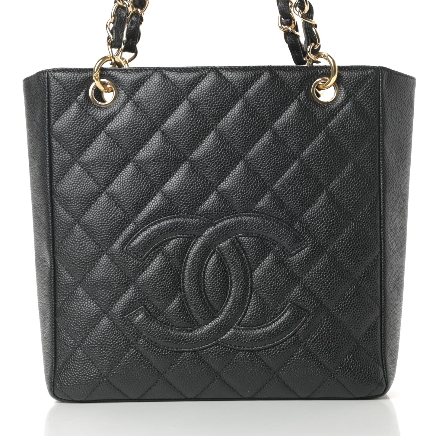 Caviar Quilted Petit Shopping Tote PST Black