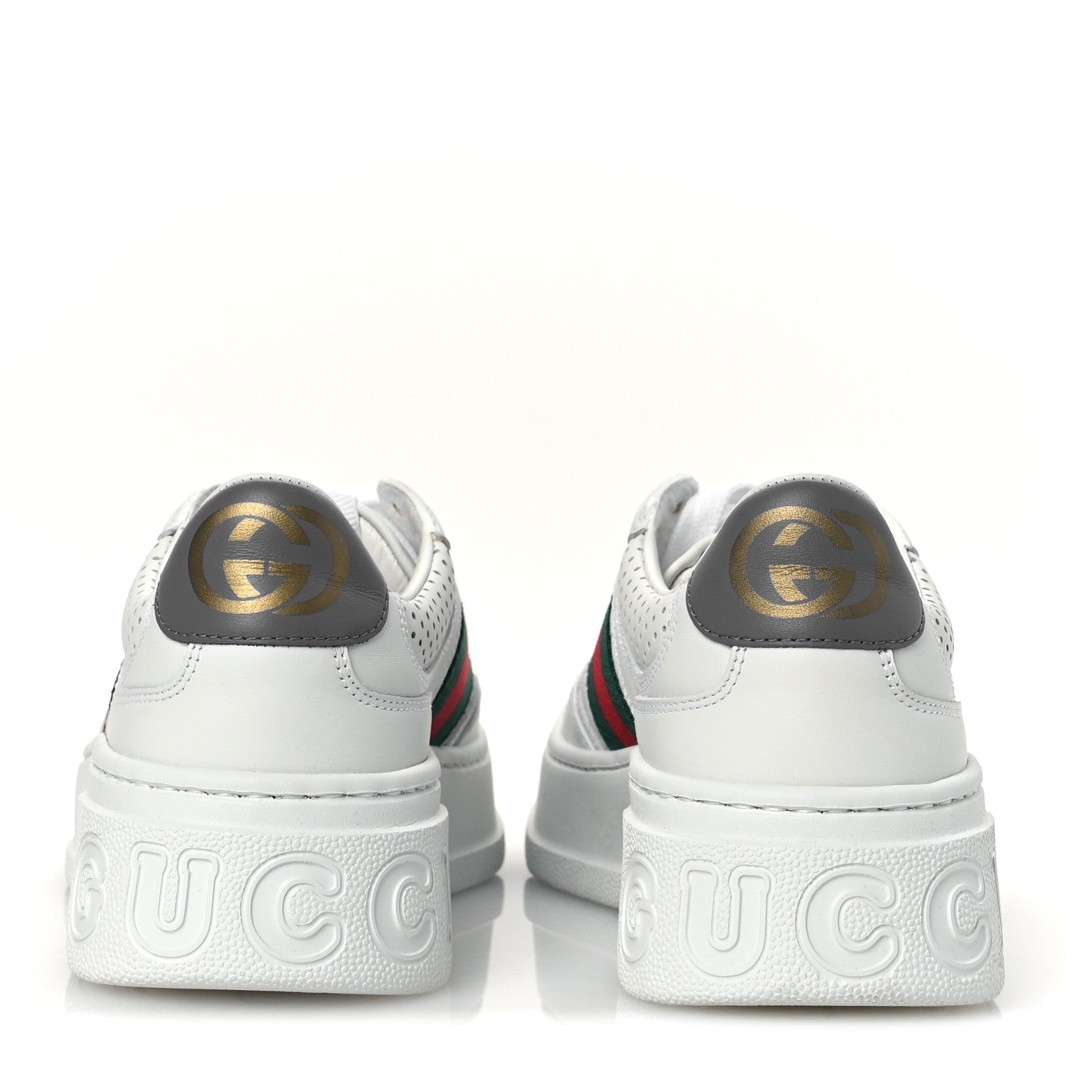 Gucci Calfskin Web Perforated Womens Platform 55mm Sneakers 36 White Bright Splash 6 of 10