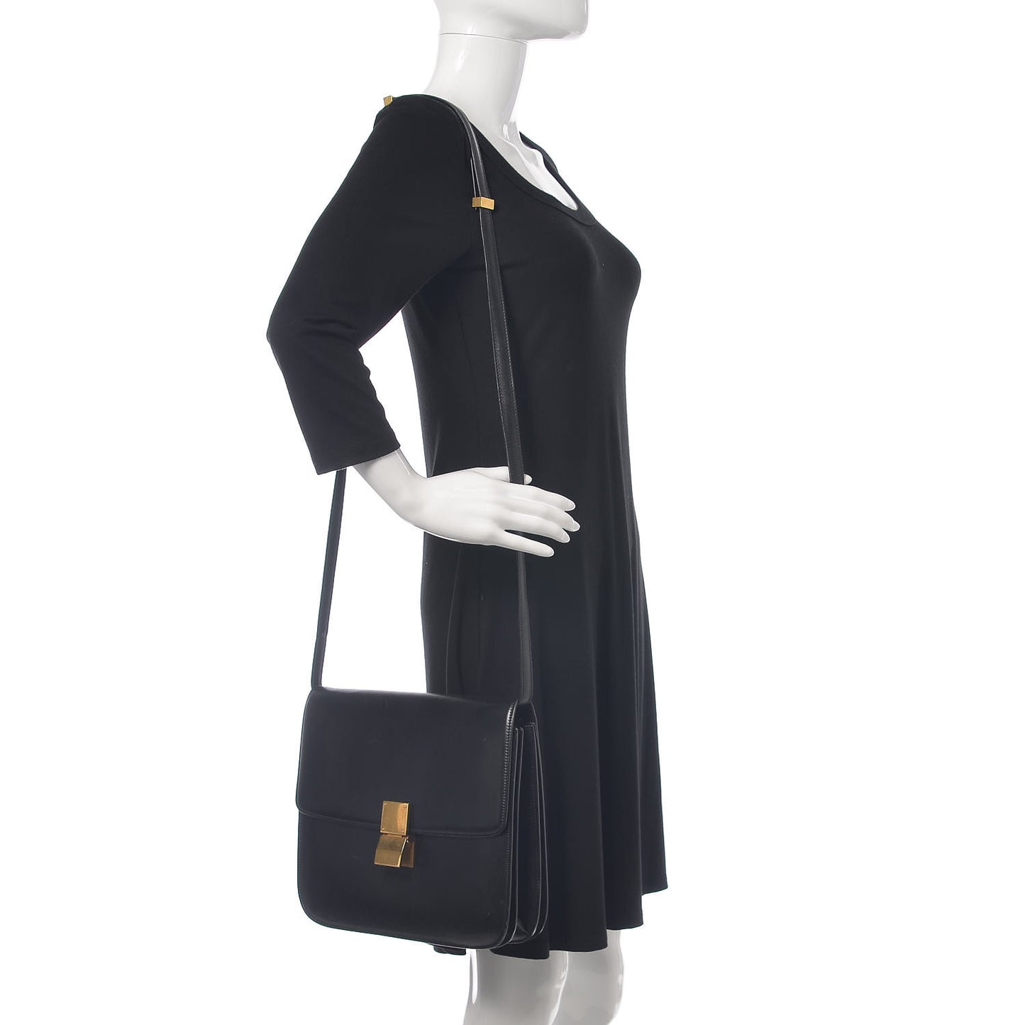 Smooth Calfskin Large Classic Box Flap Bag Black