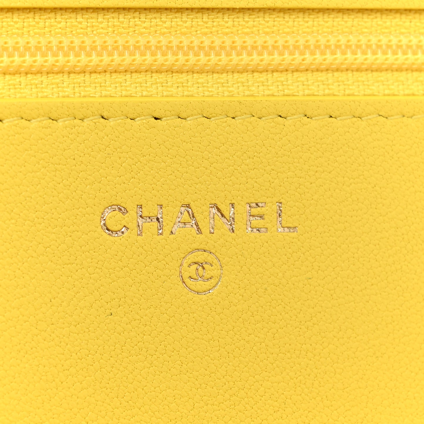 Lambskin Quilted Chanel 19 Wallet On Chain WOC Yellow