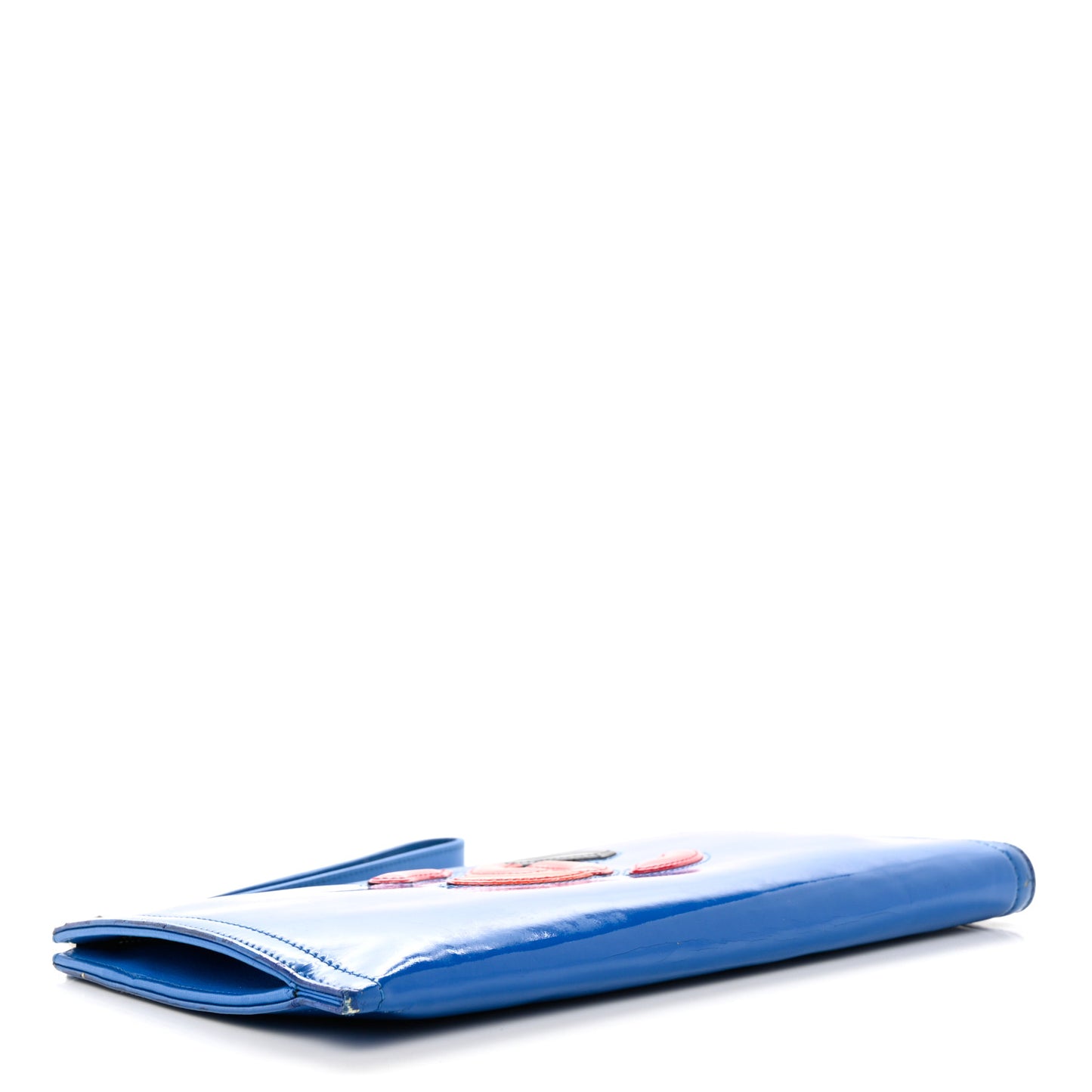 Vinyl Patent Lipstick Wristlet Wallet Blue