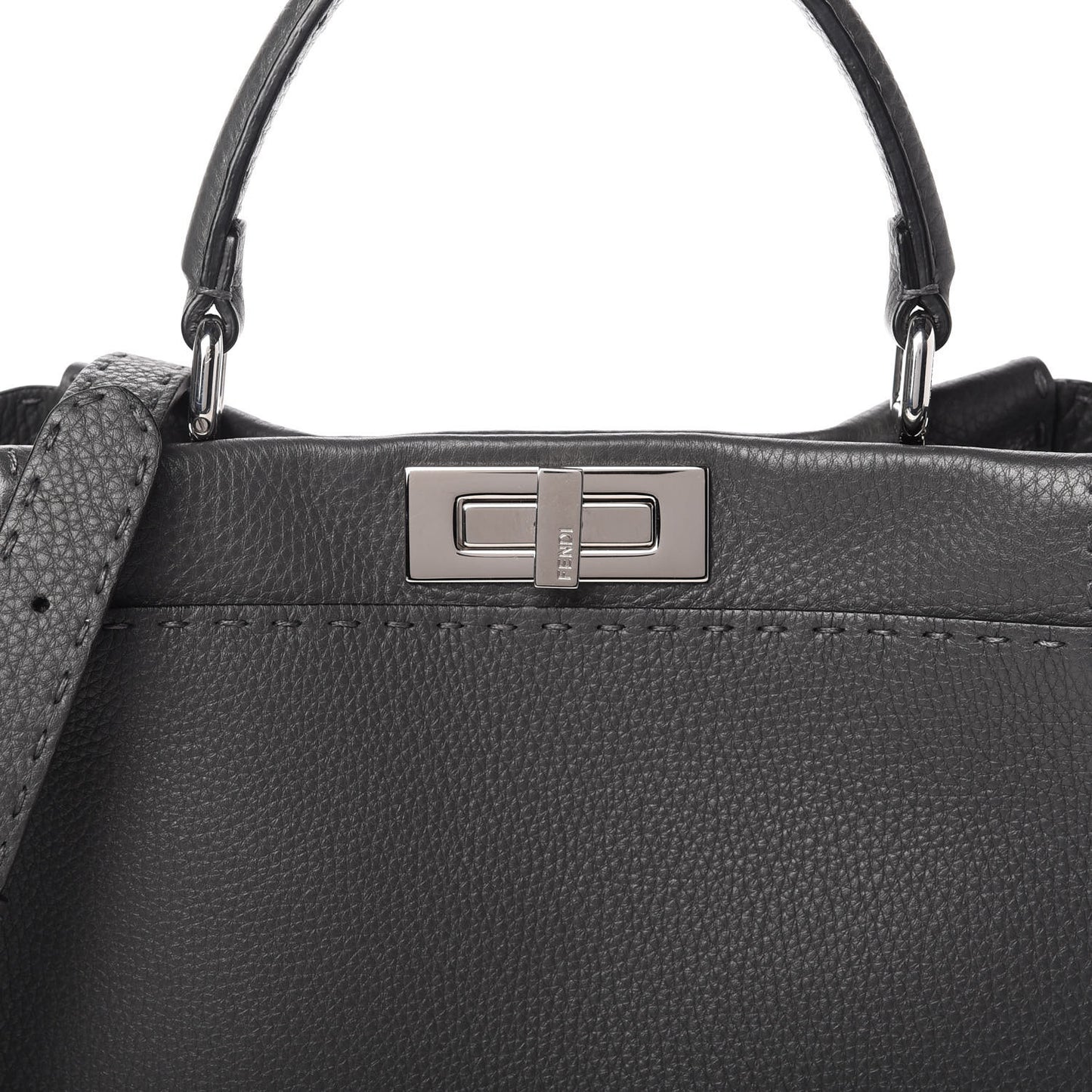 Cuoio Romano Selleria Bi-Color Medium Peekaboo Iconic Satchel Asfalto Latte