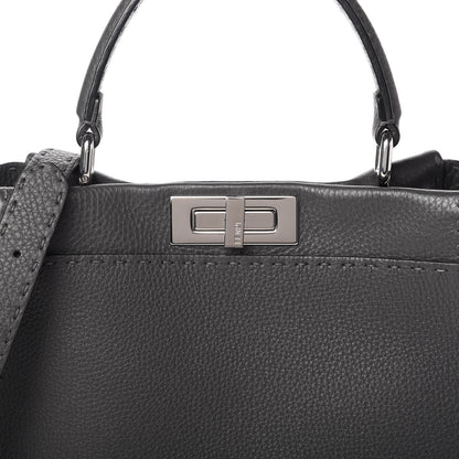 Fendi Cuoio Romano Selleria Bi-Color Medium Peekaboo Iconic Satchel Asfalto Latte 9 of 9
