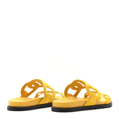 Hermes Suede Goatskin Extra Sandals 39 Jaune Sable 4 of 8