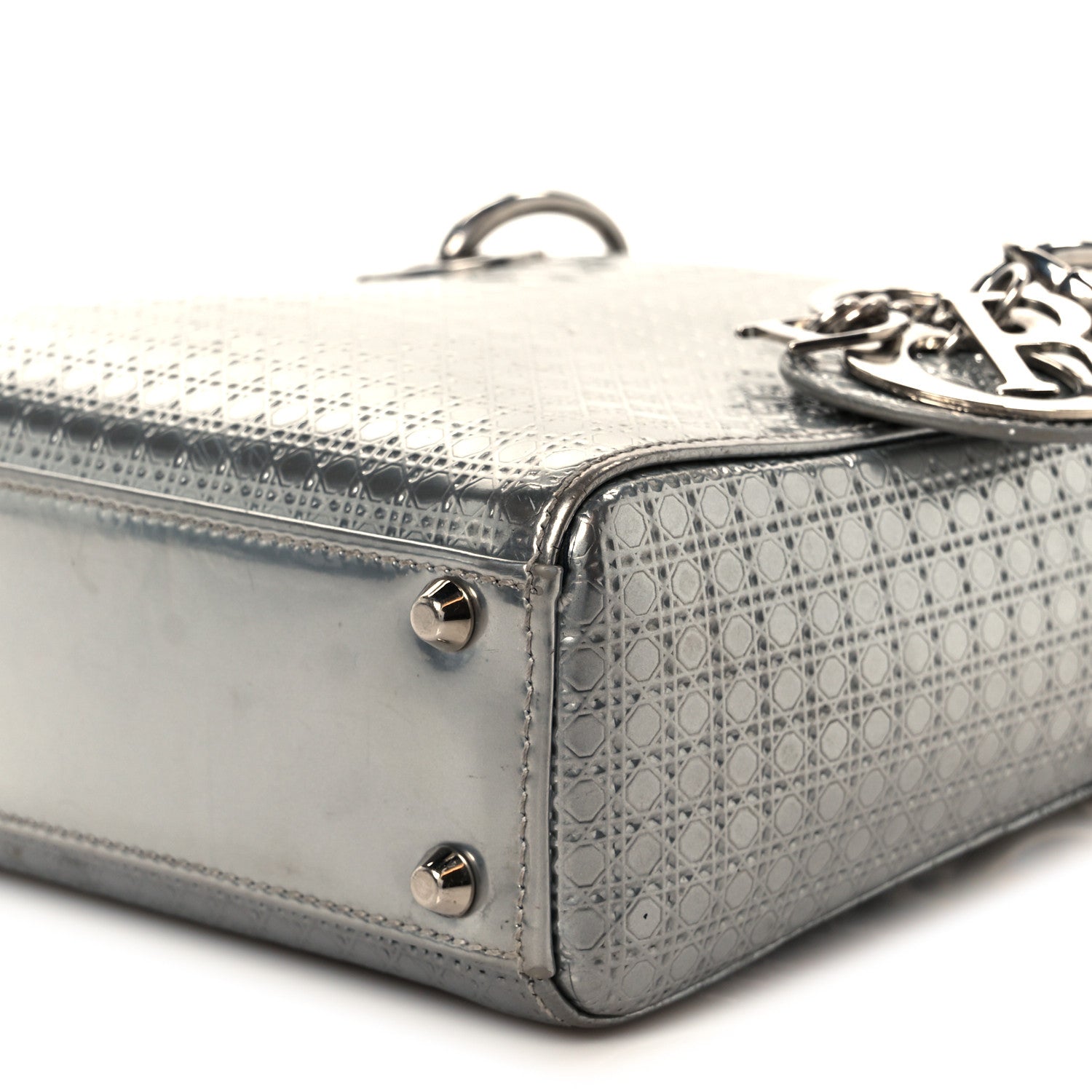 Christian Dior Metallic Patent Micro-Cannage Mini Lady Dior Silver 10 of 10