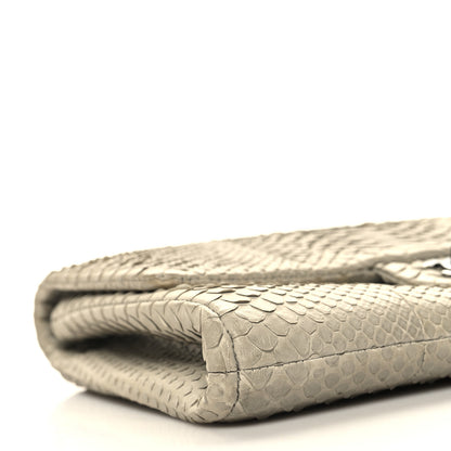 Chanel Snakeskin Clutch With Chain Flap Light Grey 9 of 13