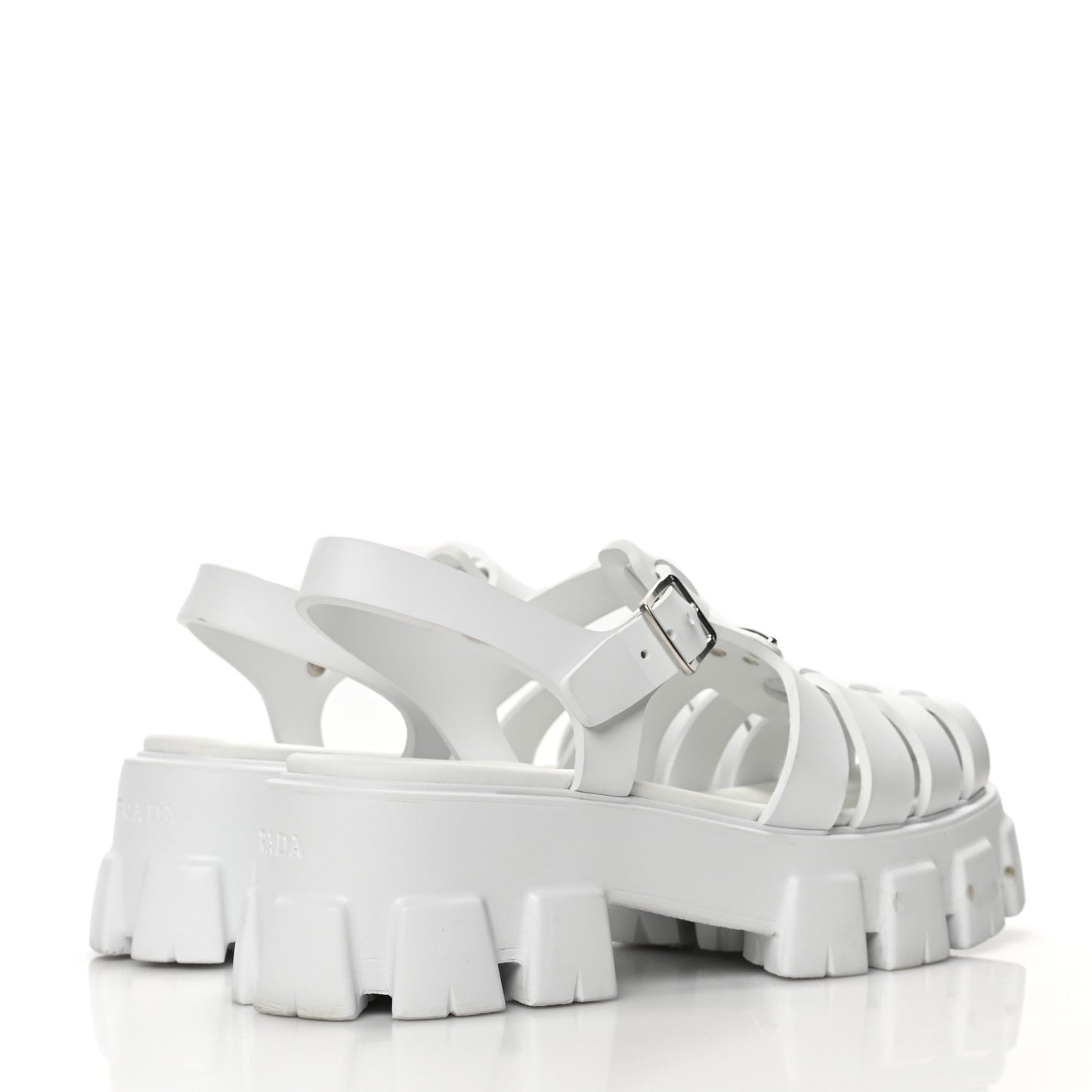 Foam Rubber Metal Triangle Logo Monolith 55mm Cage Sandals 41 White