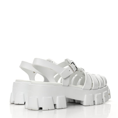 Prada Foam Rubber Metal Triangle Logo Monolith 55mm Cage Sandals 41 White 4 of 8