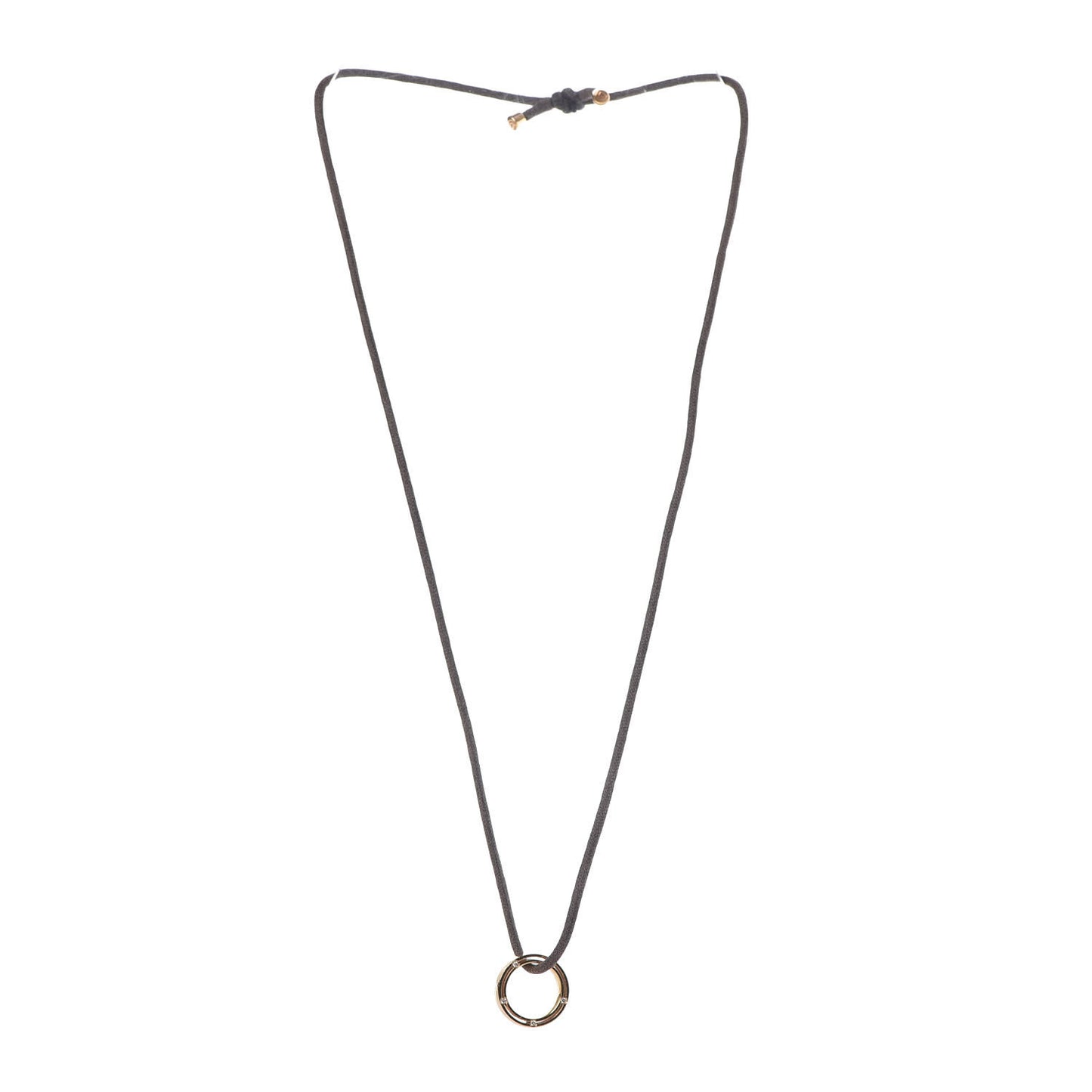 X BRAD PITT 18K Yellow Gold Cord 10 Diamonds D.Side Pendant Necklace