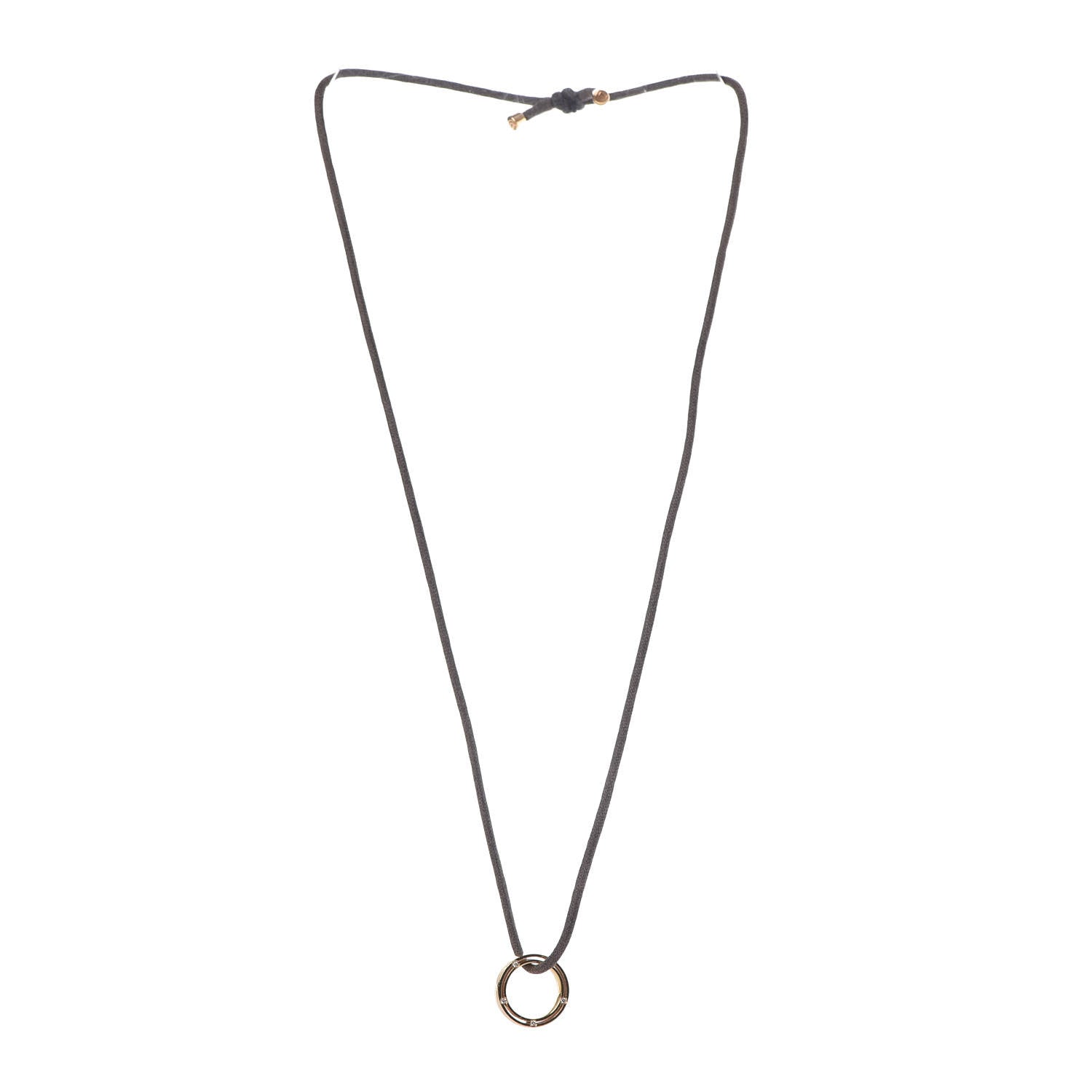 Damiani X BRAD PITT 18K Yellow Gold Cord 10 Diamonds D.Side Pendant Necklace 3 of 7