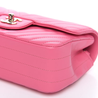 Chanel Lambskin Chevron Quilted Mini Rectangular Flap Pink 9 of 10