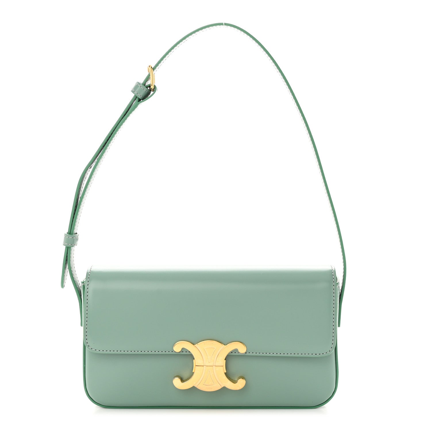 Celine Shiny Calfskin Triomphe Shoulder Bag Celadon 1 of 11