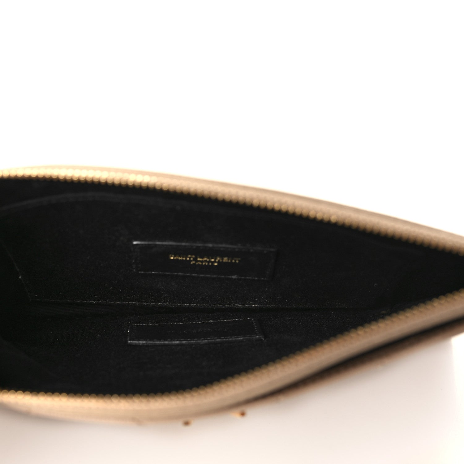 Saint Laurent Grain De Poudre Chevron Monogram Large Bill Pouch Dark Beige 5 of 8