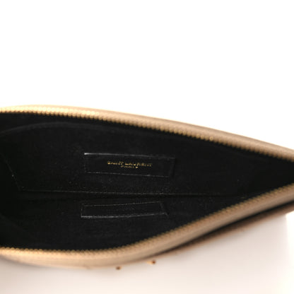 Saint Laurent Grain De Poudre Chevron Monogram Large Bill Pouch Dark Beige 5 of 8