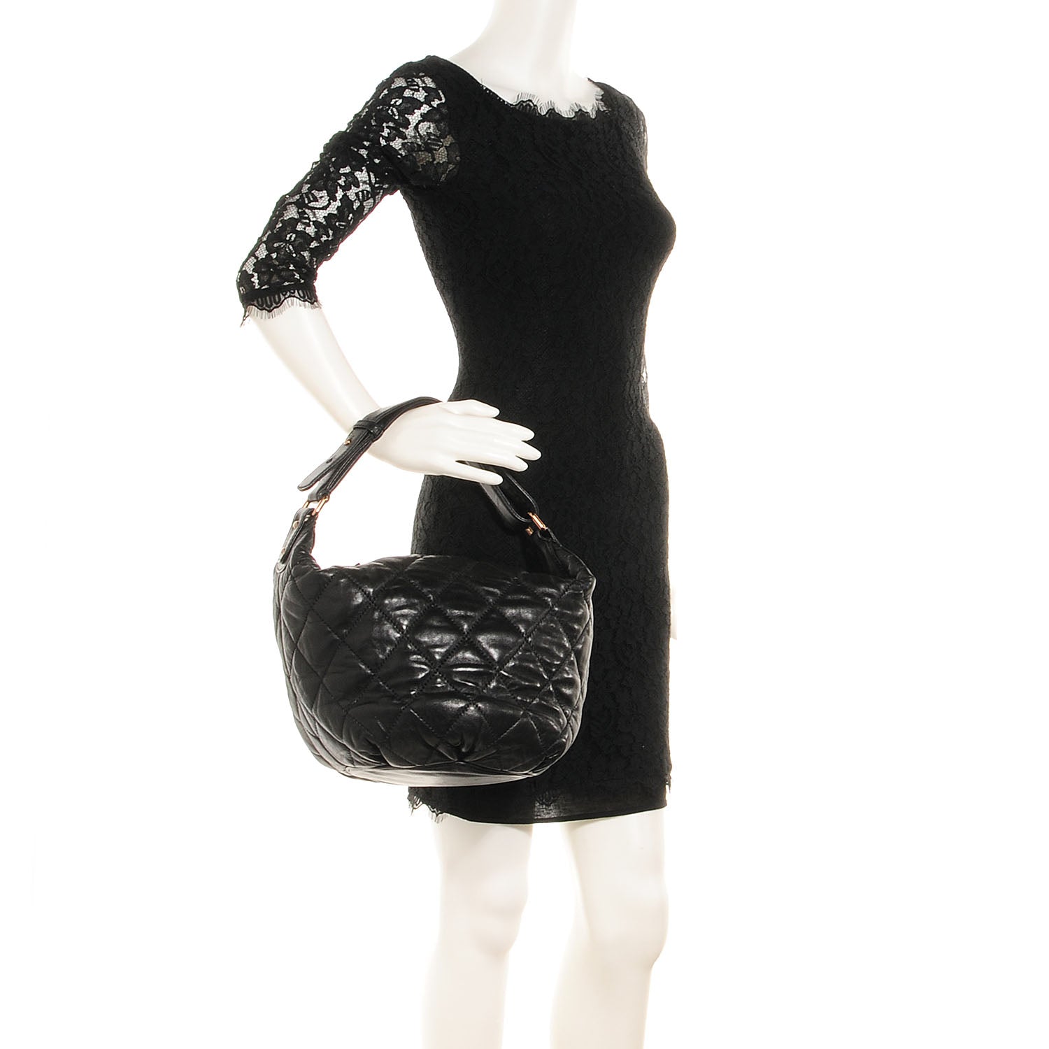 Chanel Lambskin Cloudy Bundle Hobo Black 2 of 7