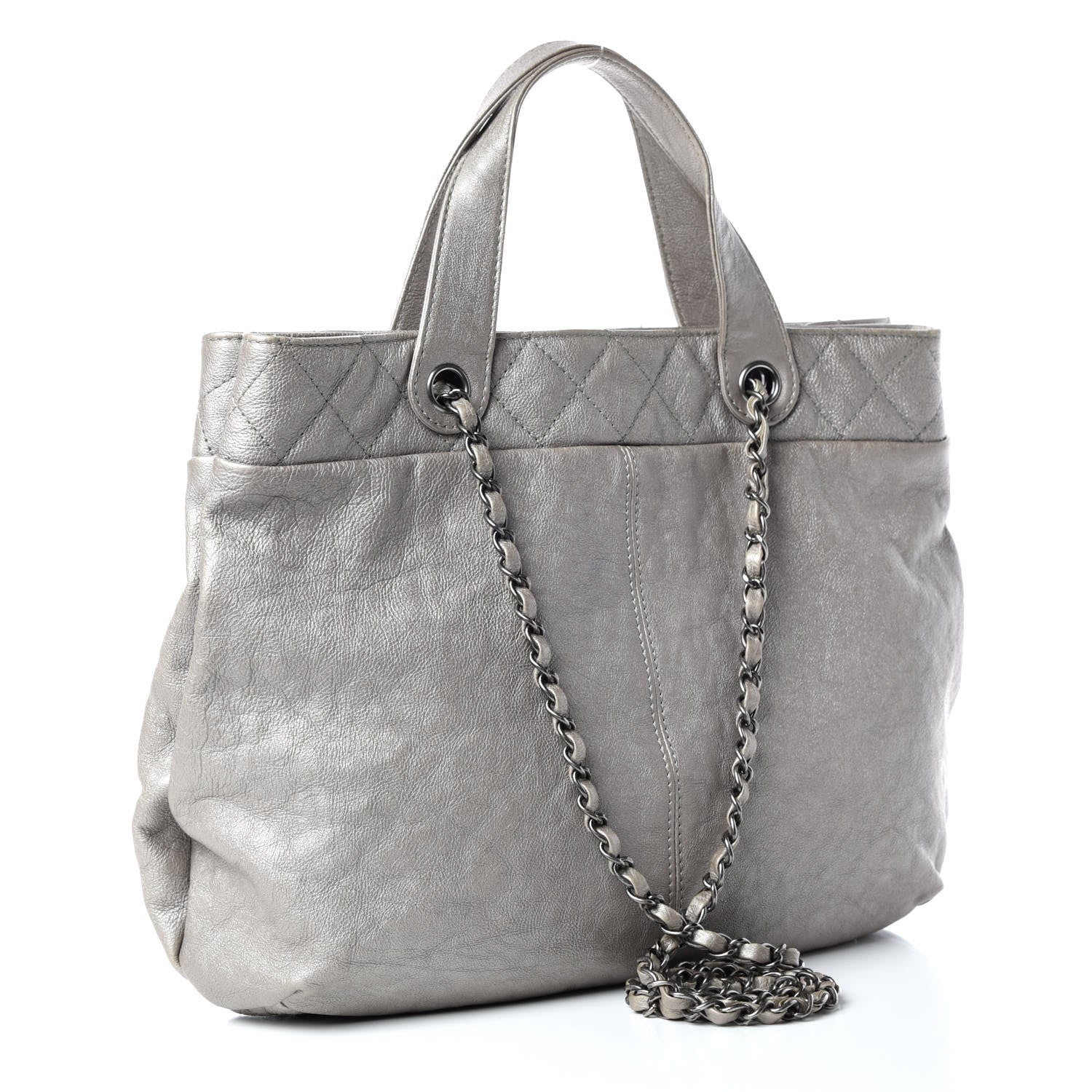 Chanel Calfskin Large Trianon Tote Grey 3 of 11