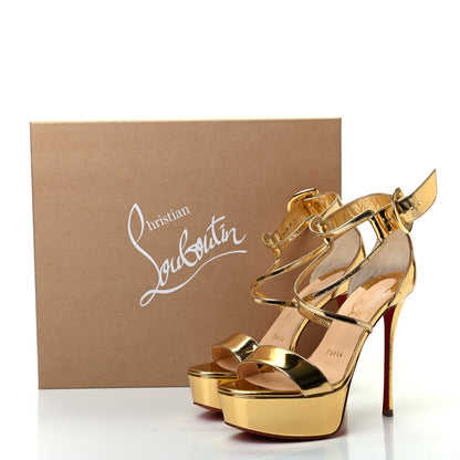 Christian Louboutin Patent Specchio Choca 130 Platform Sandals 36.5 Gold 11 of 11